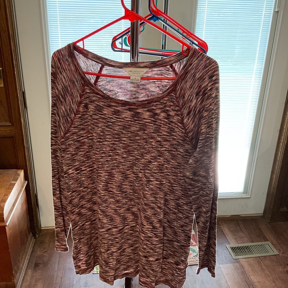 Liz Claiborne Women's Burgundy Patterned Blouse